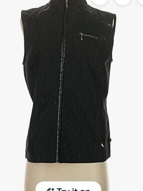 Chico’s Zenergy Black Animal Print Vest size 3